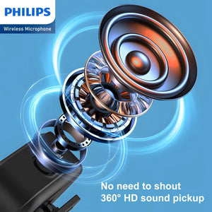 Philips 2.4 GHz Wireless Microphone 360 Sound Collecting Pin Microphone DLM3538C With Charging Case