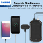 Load image into Gallery viewer, Philips 10000mAh Portable Solar Power Bank Supports Fast Charging Of Multiple Devices DLP7725N
