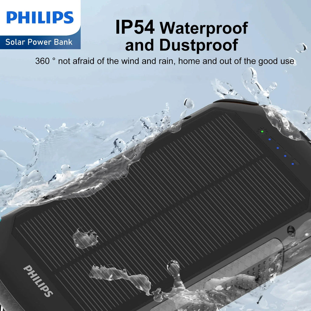 Philips 10000mAh Portable Solar Power Bank Supports Fast Charging Of Multiple Devices DLP7725N