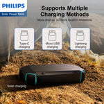 Load image into Gallery viewer, Philips 10000mAh Portable Solar Power Bank Supports Fast Charging Of Multiple Devices DLP7725N
