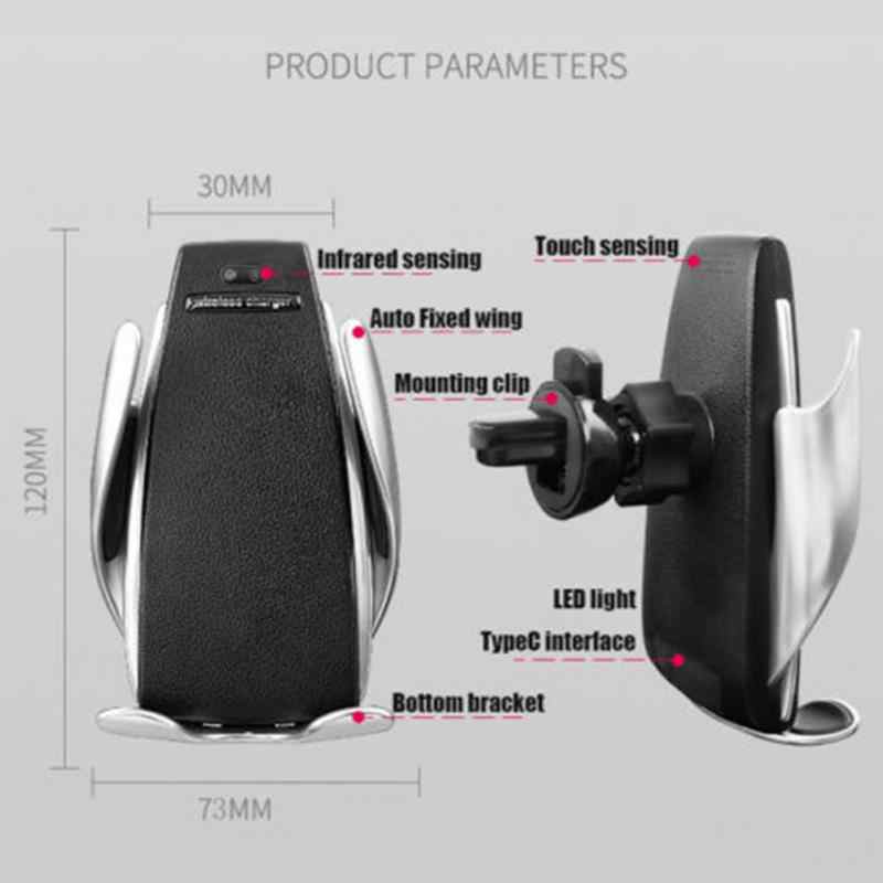 S5 Wireless Fast Charging Car Charger Auto Clamping Car Holder Mount for iPhone Samsung
