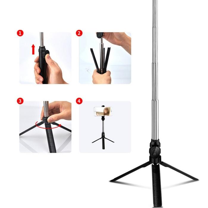 XT-10 Extendable Wireless Remote Selfie Stick Tripod Holder Mount