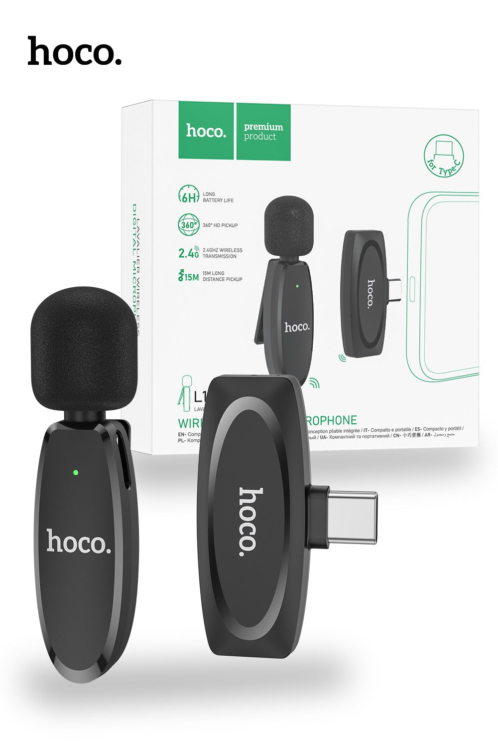 Hoco L15 USB-C Crystal Lavalier Wireless Digital Microphone