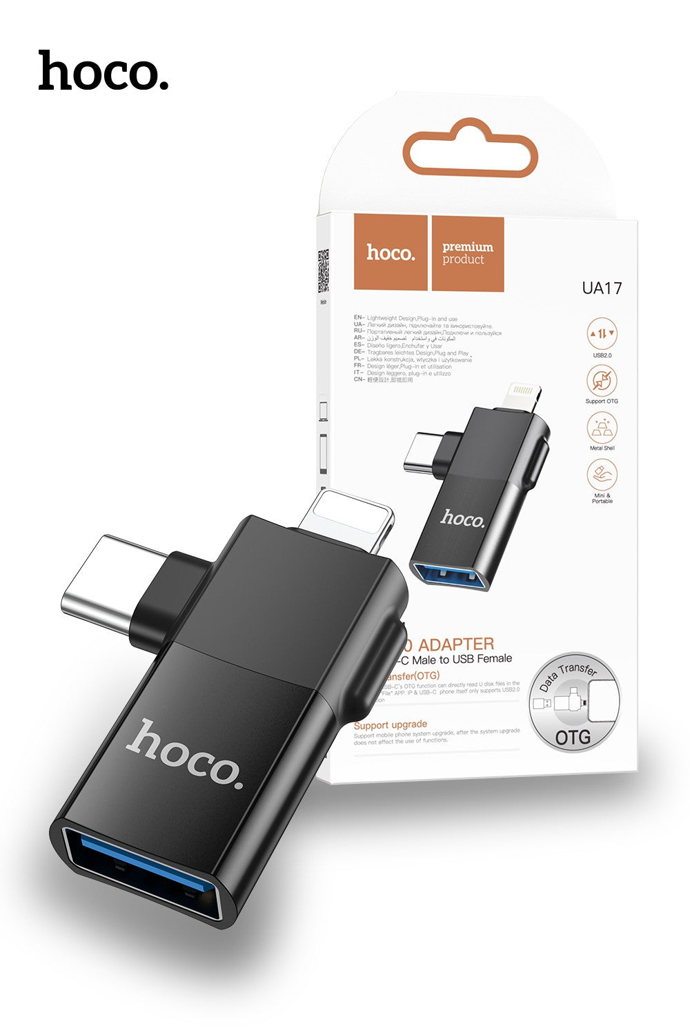 Hoco UA17 Lighting / Type C Male to USB Female OTG Adapter