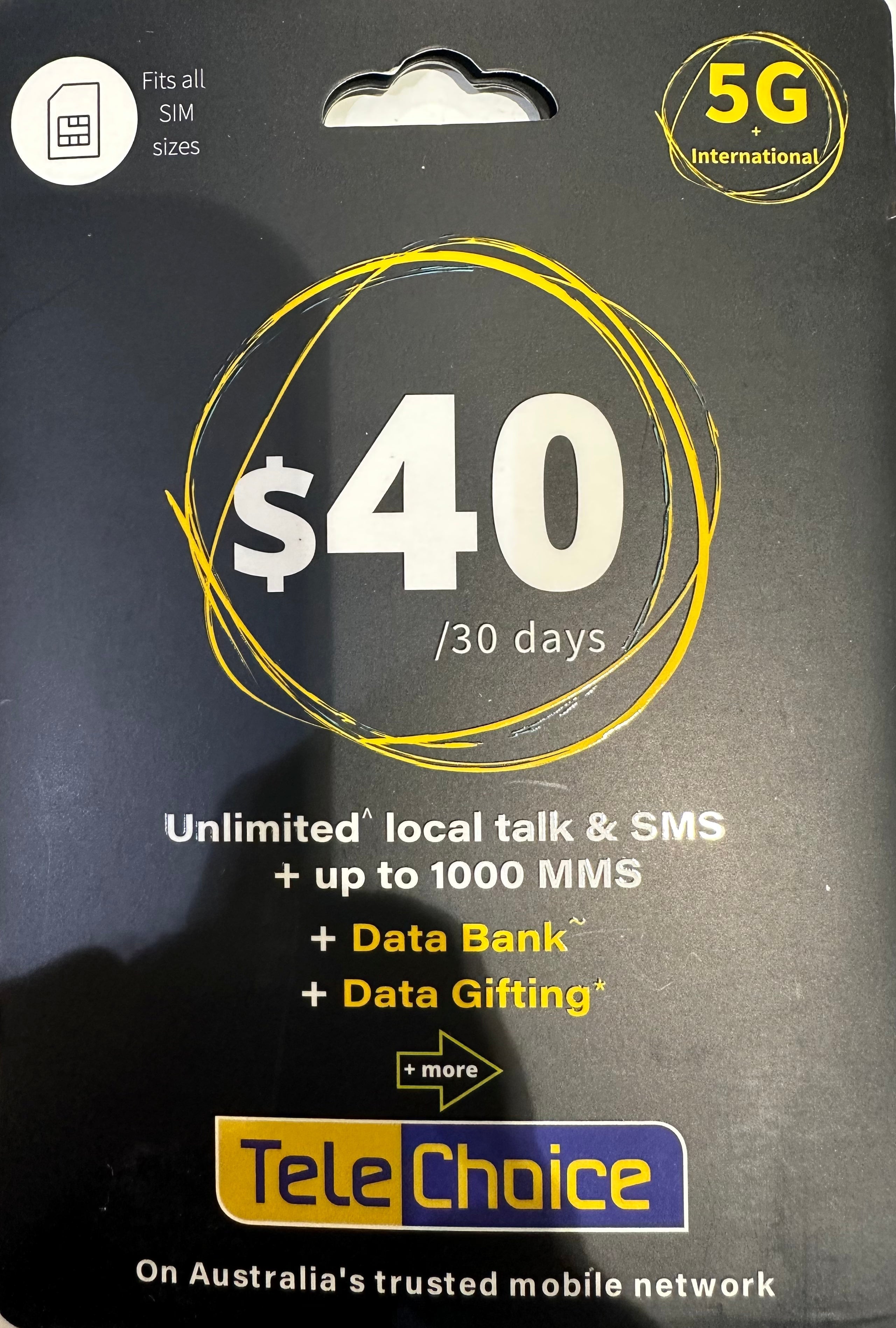 TeleChoice 5G Prepaid SIM $40 Starter Pack