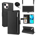 iPhone Hanman Zipper Case with Card Holder Wallet for Women with Strap, Cross-body Necklace Lanyard Shoulder Strap