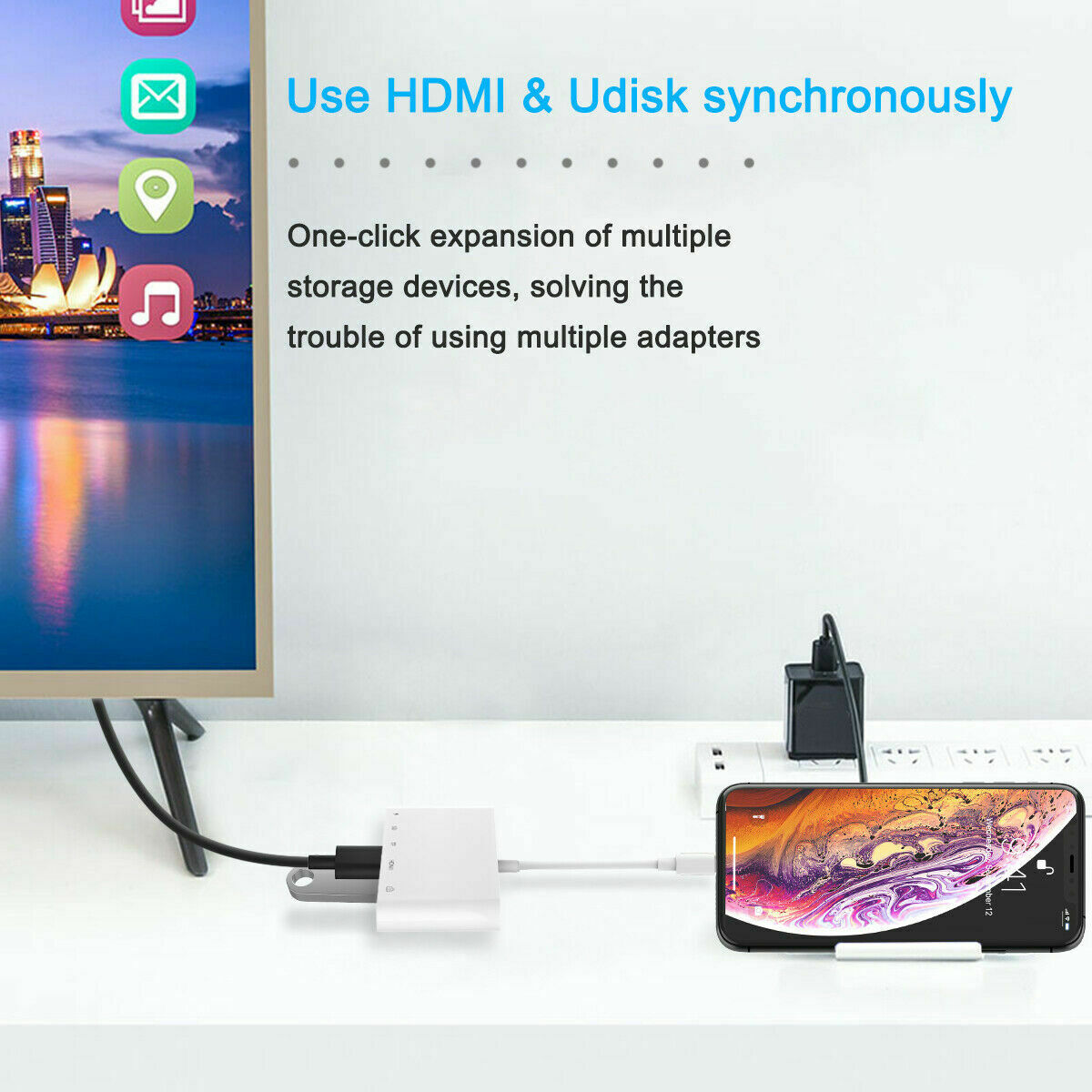 Lightning 5 in 1 OTG 1080P HDMI Cable USB SD TF Card Reader Digital AV TV Adapter