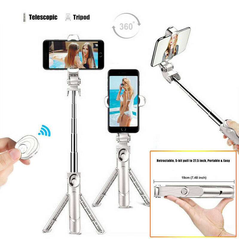 XT-10 Extendable Wireless Remote Selfie Stick Tripod Holder Mount