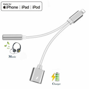 Lighting to 3.5mm Headphones Jack Adapter with Charging ??For Music Only