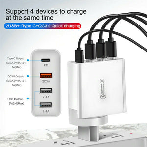 QUALCOMM Quick Charge 3.0 4 Port TYPE C USB Wall Charger