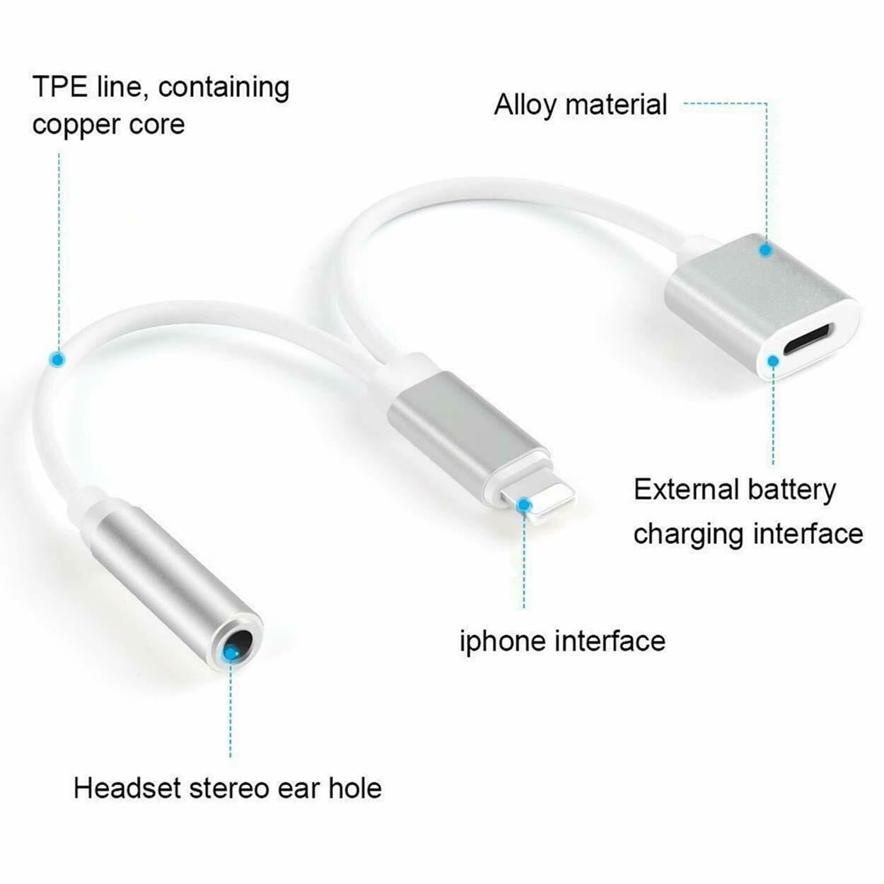 Lighting to 3.5mm Headphones Jack Adapter with Charging ??For Music Only