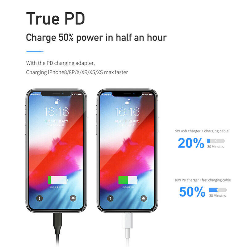 Type C to Lighting / Type C PD Fast Charging & Data Sync Cable