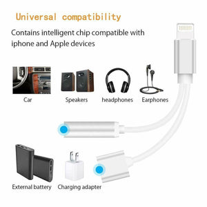 Lighting to 3.5mm Headphones Jack Adapter with Charging ??For Music Only
