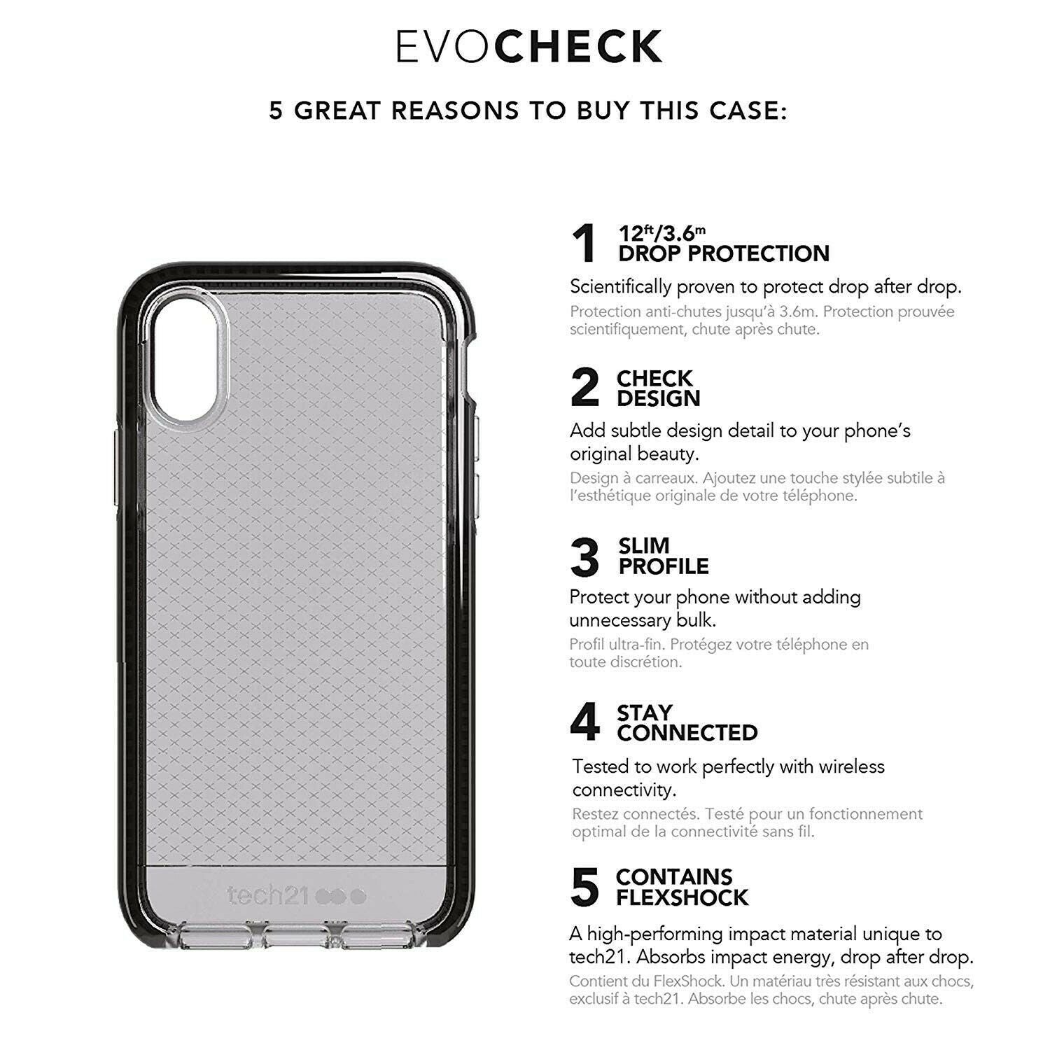 iPhone Tech21 Evo Check / GEM Drop Protection Shockproof Tough Slim Case for Apple iPhone