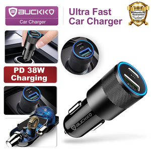 Buckko 38W USB-C USB-A Fast Car Charger