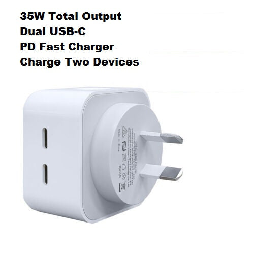 35W Dual USB-C Port Power Adapter for Apple